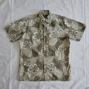Men's Malihini Hawaii Vintage Batik Hibiscus Floral Hawaiian Shirt SZ L